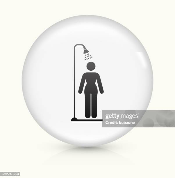 showering icon on white round vector button - bathroom render stock illustrations