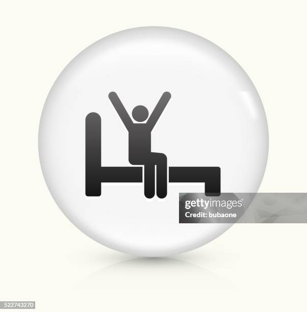waking up icon on white round vector button - morning stretch stock illustrations