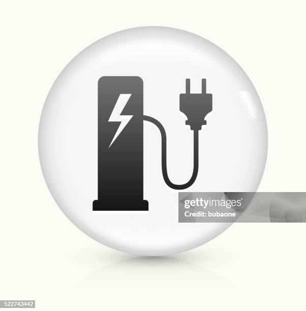 electric plug station icon on white round vector button - network connection circle stock illustrations