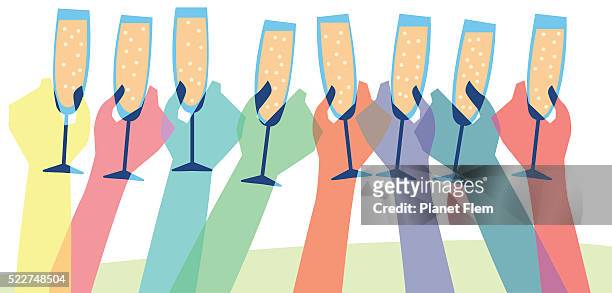 cheers - champagne bubbles stock illustrations