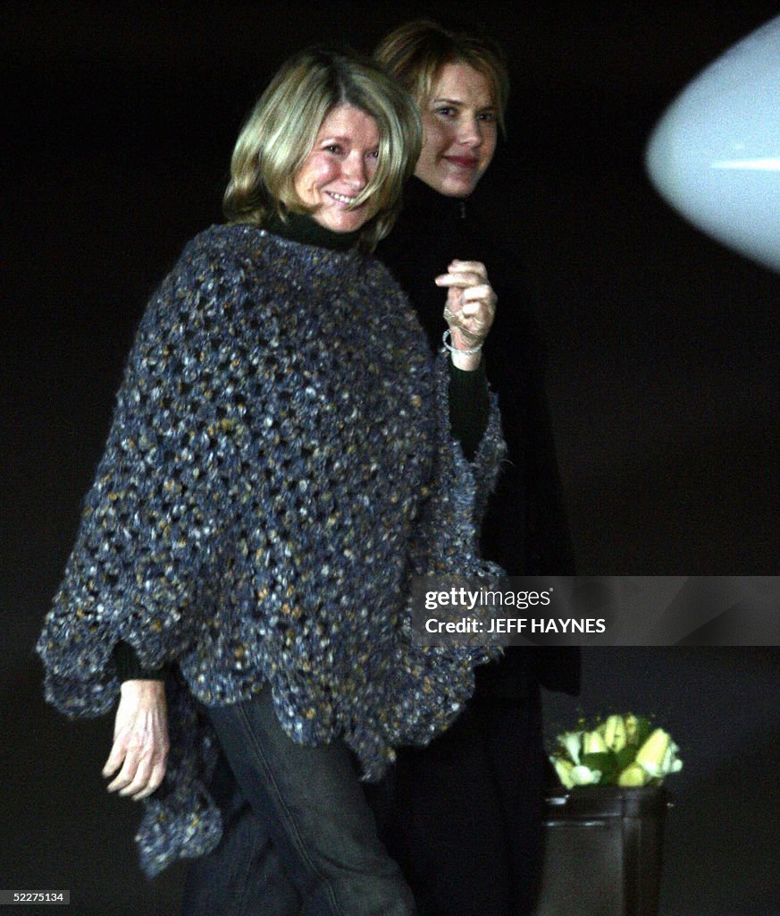 Martha Stewart (L) walks with her daught