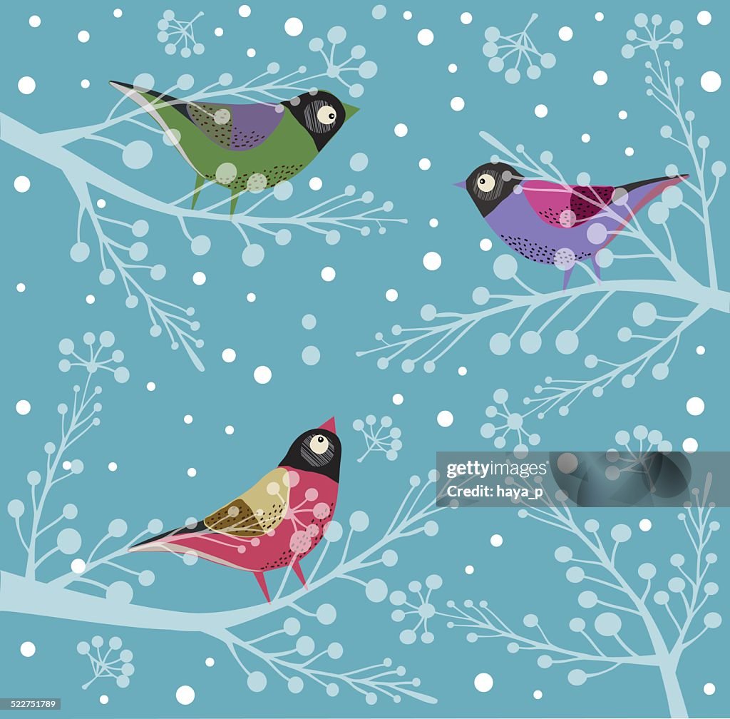 Birds On Tree, Winter