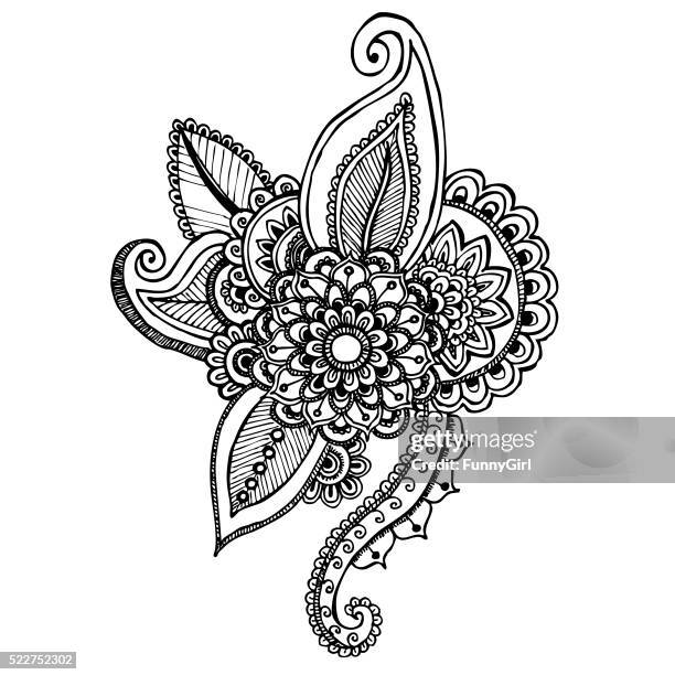 mandala - hand drawn ornament illustration - henna stock illustrations