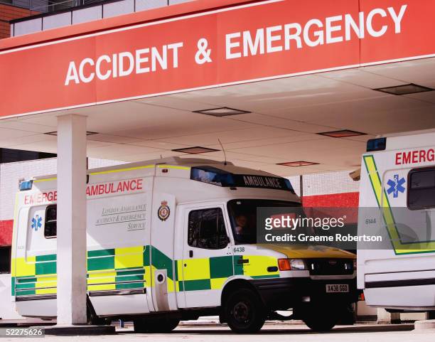 Ambulances are seen at the Accident and Emergency department of St. Thomas' Hospital on March 3, 2005 in London, England. The government has...