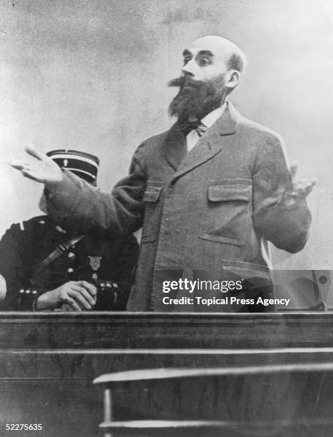 French mass murderer Henri Desire Landru in court, November 1921. He is on trial for the murders of 10 women and a boy, all committed between 1915...
