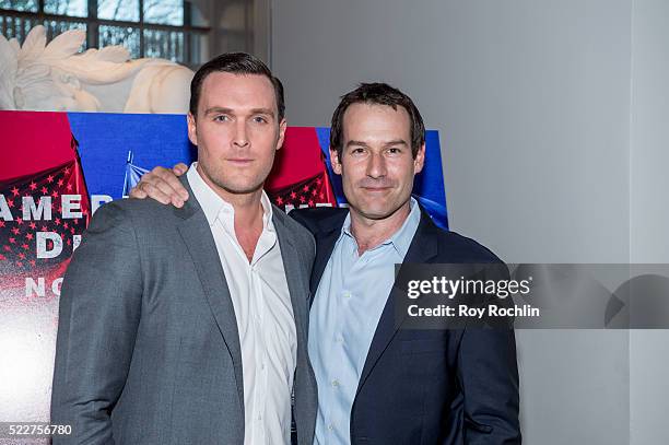 Actors Owain Yeoman and Ian Kahn attends the Premiere of "Turn: Washington Spies" at New-York Historical Society on April 20, 2016 in New York City.