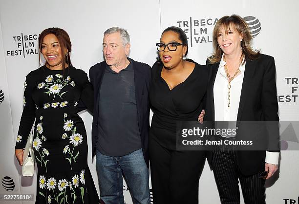 Grace Hightower, Tribeca Film Festival Founder Robert De Niro, actress/executive producer Oprah Winfrey and executive chair of Tribeca Enterprises...