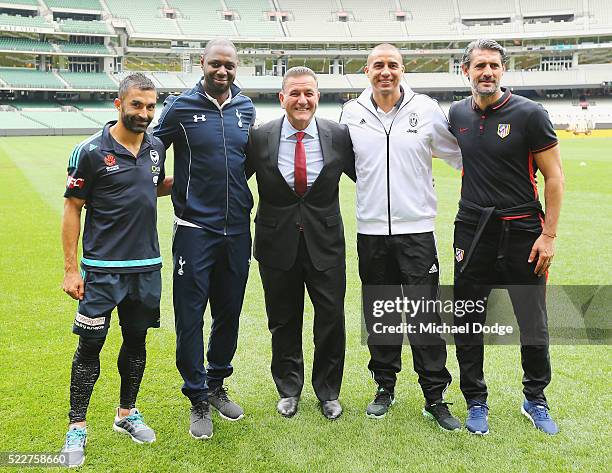 Melbourne Victory footballer Ben Khalfallah Tottenham Hotspur legend Ledley King, Juventus legend David Trezeguet and Atletico de Madrid legend Jose...