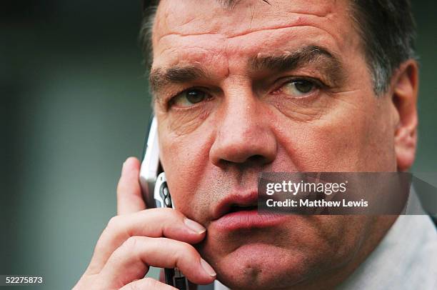Sam Allardyce manager of Bolton Wanderers use his mobile telephone prior to the Barclays Premiership match between Newcastle United and Bolton...
