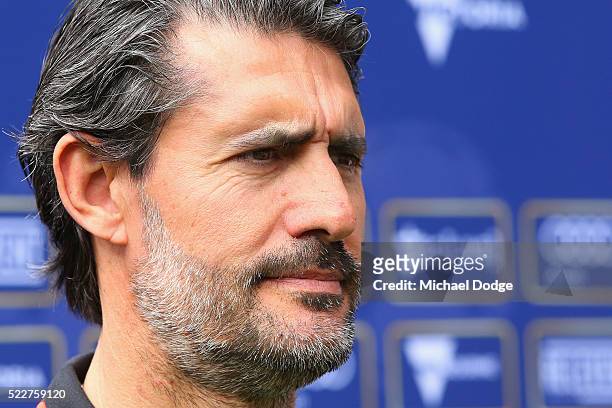 Atletico de Madrid legend Jose Luis Perez speaks to media during the International Champions Cup Australia Media Opportunity at Melbourne Cricket...