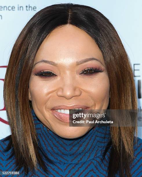 Actress Tisha Campbell Martin attends the benefit for children with autism at Xen Lounge on April 17, 2016 in Studio City, California.