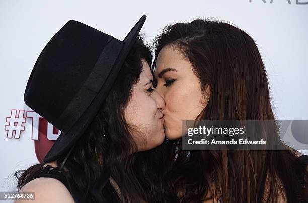 YouTube stars Bria Kam and Chrissy Chambers of BriaAndChrissy arrive at Tubeathon 2016 at the iHeartRadio Theater on April 20, 2016 in Burbank,...