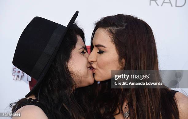 YouTube stars Bria Kam and Chrissy Chambers of BriaAndChrissy arrive at Tubeathon 2016 at the iHeartRadio Theater on April 20, 2016 in Burbank,...