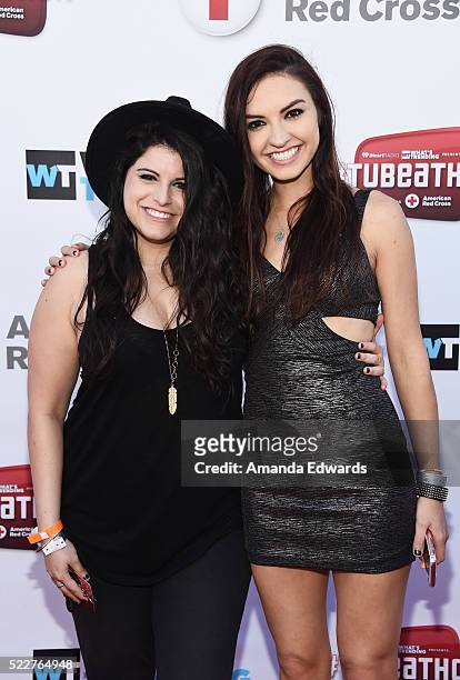 YouTube stars Bria Kam and Chrissy Chambers of BriaAndChrissy arrive at Tubeathon 2016 at the iHeartRadio Theater on April 20, 2016 in Burbank,...