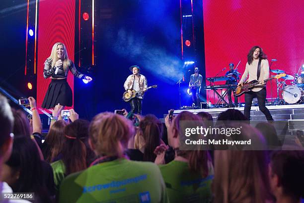 The Band Perry performs on stage during We Day at KeyArena on April 20, 2016 in Seattle, Washington.