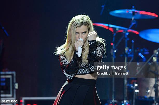 Kimberly Perry of country music group The Band Perry performs onstage during WE Day at KeyArena on April 20, 2016 in Seattle, Washington.