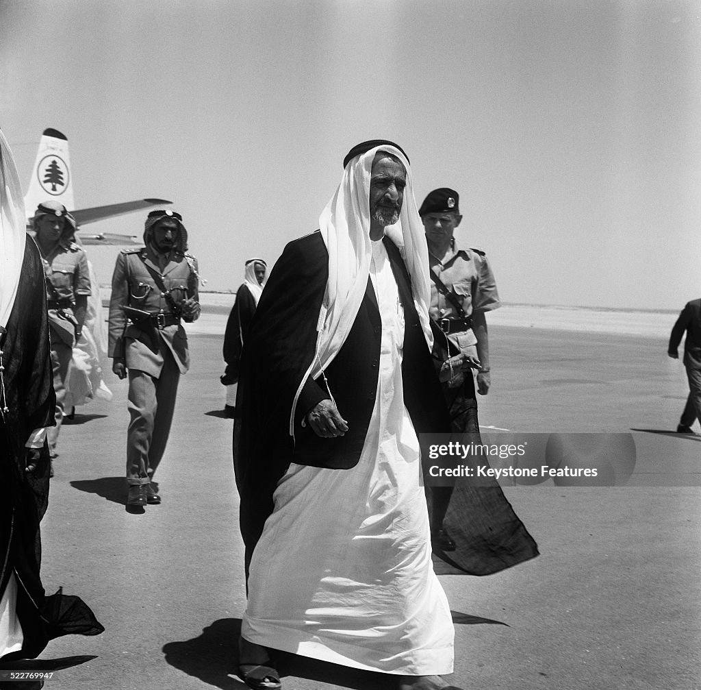 Sheikh Rashed Mark Sheikh Rashid bin Saeed Al Maktoum, Ruler of Dubai, arriving at Dubai ...