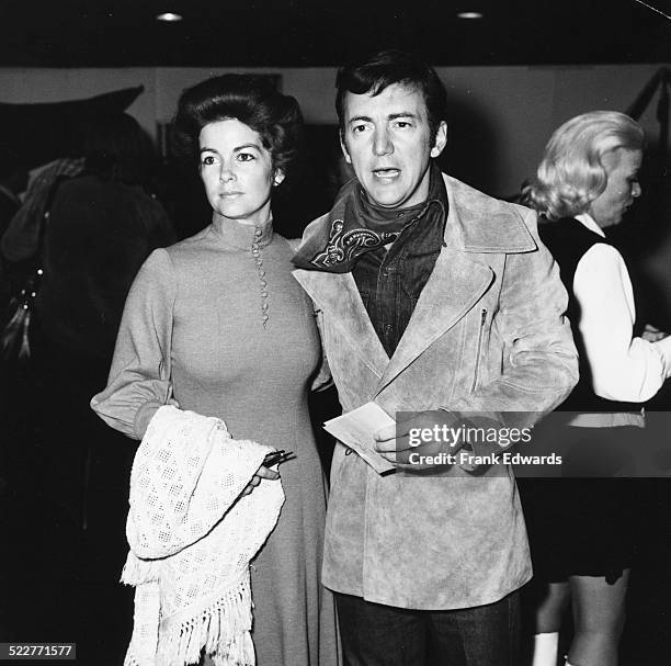 Singer Bobby Darin and his wife Andrea Yeager, attending a share party charity gala at Santa Monica Civic Auditorium, California, circa 1973.