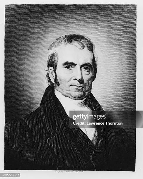 Engraved portrait of US Chief Justice John Marshall, circa 1830. Engraved by Jackman.