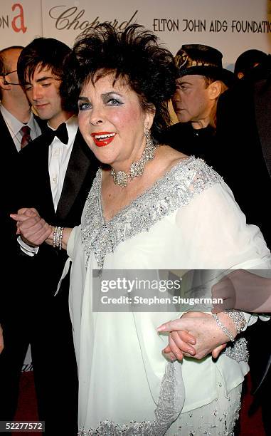 Actress Elizabeth Taylor arrives at the 13th Annual Elton John Aids Foundation Academy Awards Viewing Party at the Pacific Design Center on February...