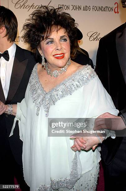Actress Elizabeth Taylor arrives at the 13th Annual Elton John Aids Foundation Academy Awards Viewing Party at the Pacific Design Center on February...