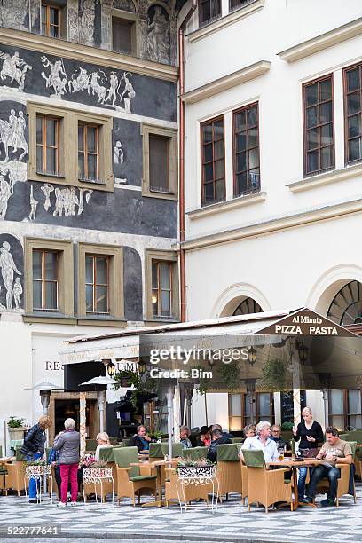 street restaurant in old town, prague, czech republic - prague cafe stock pictures, royalty-free photos & images