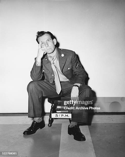 Portrait of actor Hume Cronyn in army uniform, as he appears in 'All the Things You Are', for MGM Studios, circa 1945.