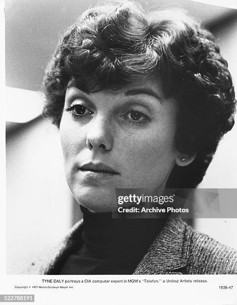 Studio headshot of actress Tyne Daly, as she appears in the movie 'Telefon', 1977.