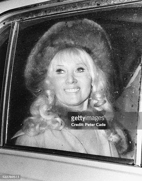 Singer Janie Jones, pictured arriving at Bow Street Magistrates Court in the back of a car, prior to her jail sentence on vice charges, London,...
