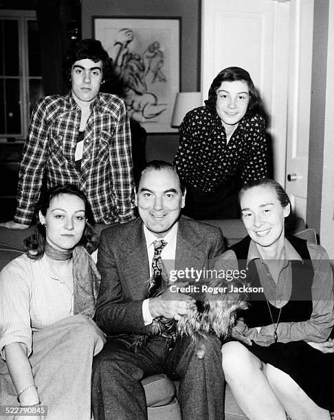 British Rail Chairman Peter Parker with his wife Gillian and children Oliver, Lucy and Nathaniel, at their Bayswater home, London, April 20th 1976.