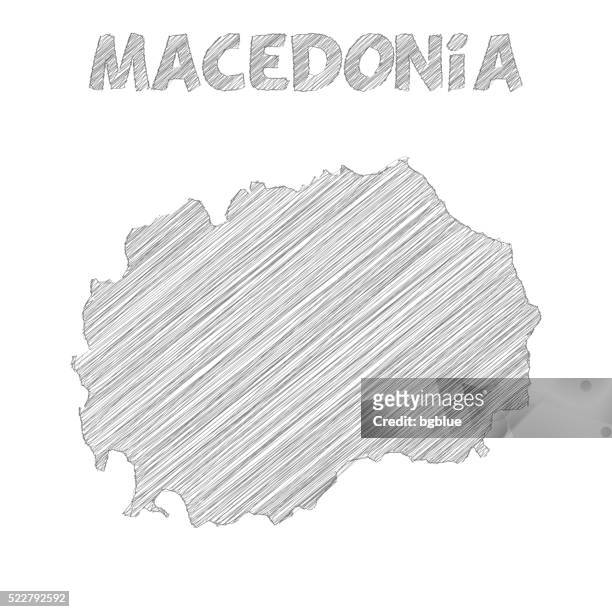macedonia map hand drawn on white background - macedonia country stock illustrations