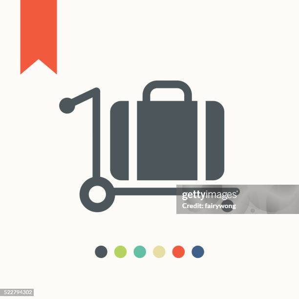ilustraciones, imágenes clip art, dibujos animados e iconos de stock de icono de carrito para equipaje - carrito-para-equipaje