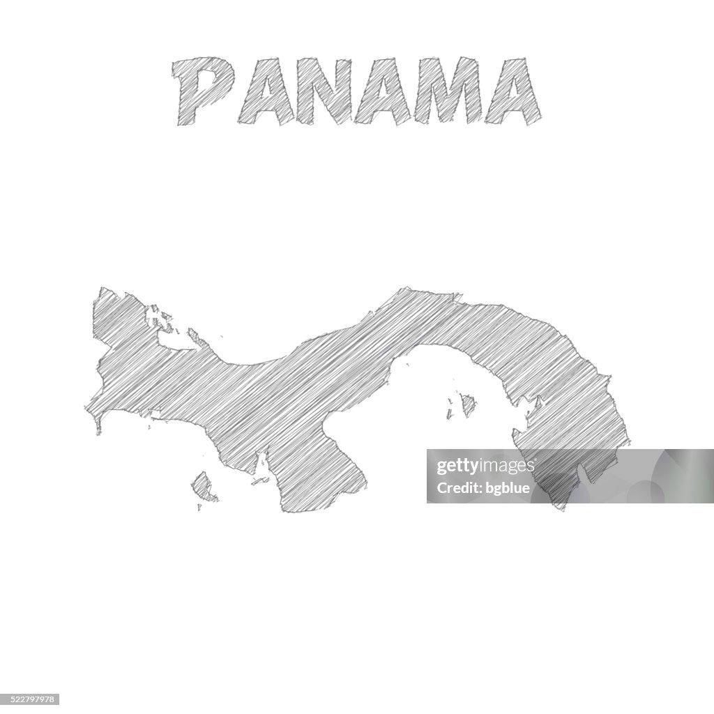 Panama map hand drawn on white background