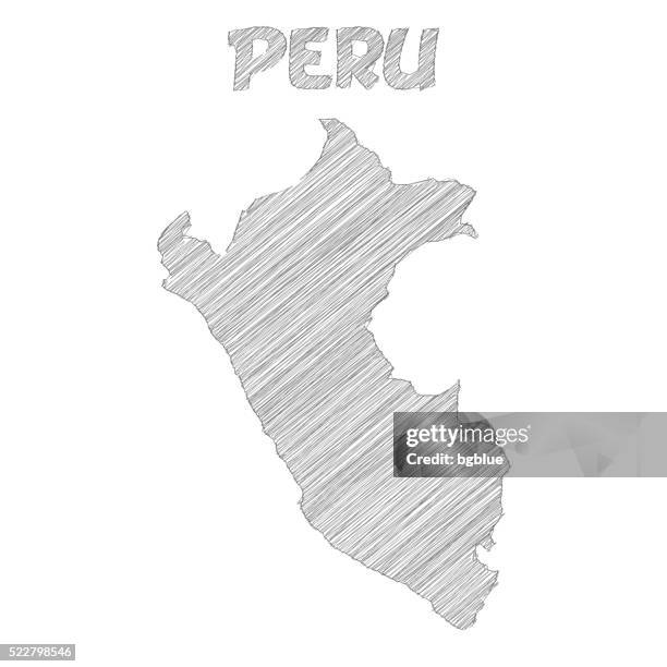 peru map hand drawn on white background - lima stock illustrations