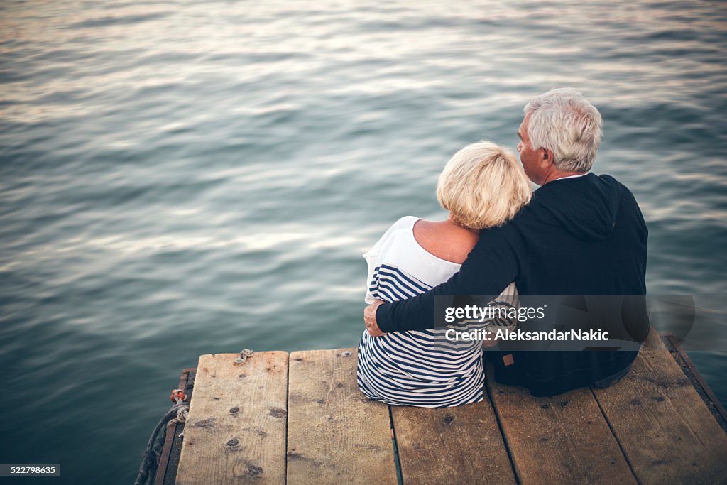 Loving senior couple enjoying the view