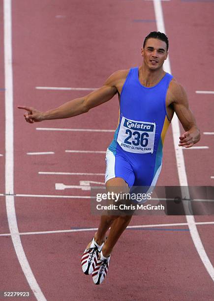 Joshua Ross of the NSWIS wins his second title in the Mens 100 Metres, during day two of the Athletics Australia Telstra A- series National...