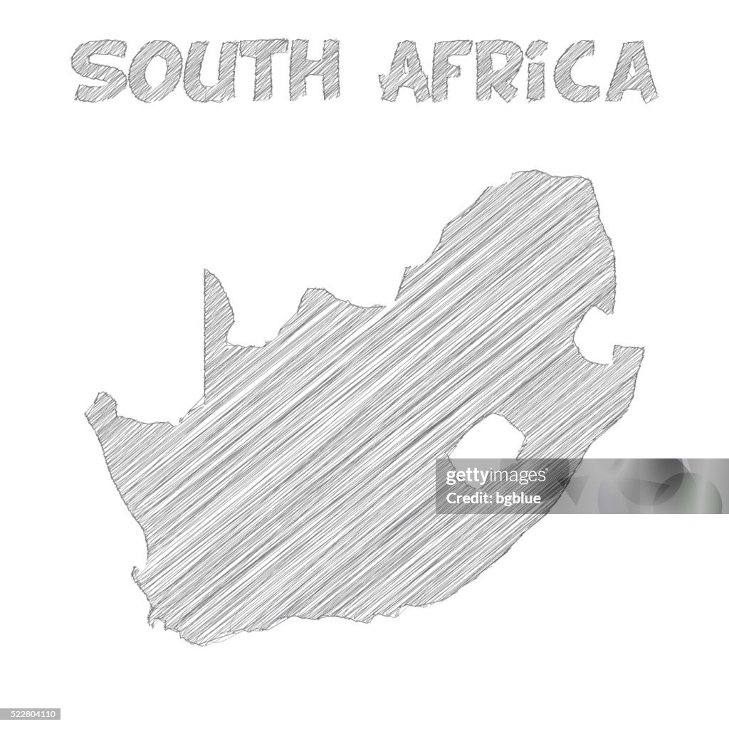 South Africa map hand drawn on white background