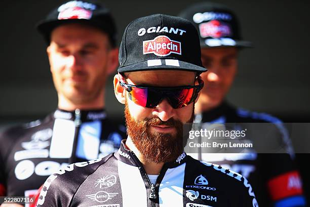 Simon Geschke of Germany and Team Giant-Alpecin attends the start of the 80th La Fleche Wallonne from Marche-en-Famenne to Huy, on April 20, 2016 in...