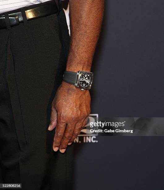 Former NFL player Chris Doleman, watch detail, arrives at the Liquid Pool Lounge for the kickoff of Derek Jeter's Celebrity Invitational at the Aria...
