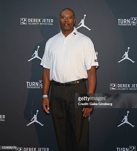 Former NFL player Chris Doleman arrives at the Liquid Pool Lounge for the kickoff of Derek Jeter's Celebrity Invitational at the Aria Resort & Casino...