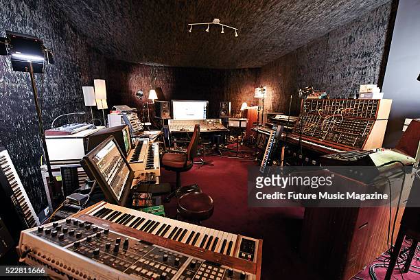 Detail of the Paris recording studio belonging to French electronica musician Jean Michel Jarre, taken on August 20, 2015.