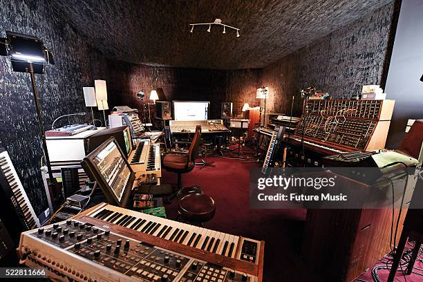 Detail of the Paris recording studio belonging to French electronica musician Jean Michel Jarre, taken on August 20, 2015.