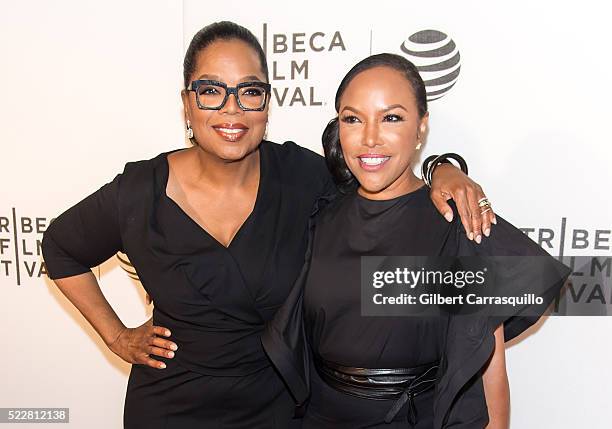 Media proprietor, actress, producer, talk show host and philanthropist Oprah Winfrey and actress Lynn Whitfield attend Tribeca Tune In: 'Greenleaf'...