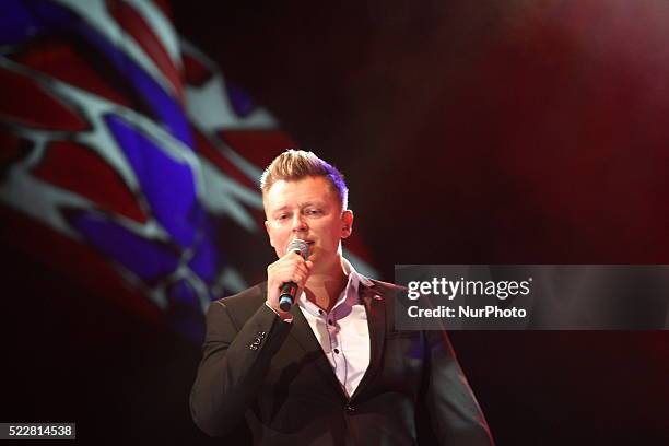 Gdansk, poland 20th, April 2016 Rafal Brzozowski performs during the concert of Seweryn Krajewskis songs on APRIL 20, 2016 in Gdansk, Poland. Seweryn...