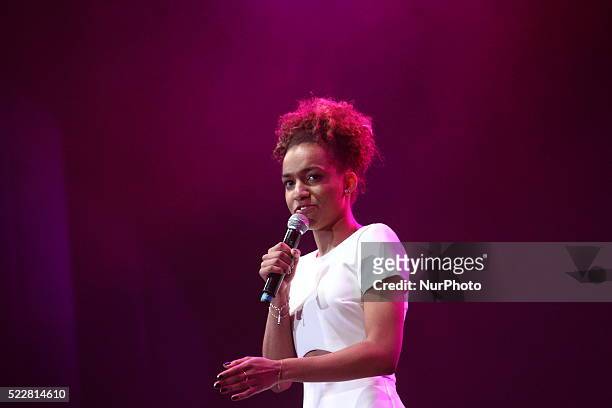 Gdansk, poland 20th, April 2016 Natalia Capelik-Muianga performs during the concert of Seweryn Krajewskis songs on APRIL 20, 2016 in Gdansk, Poland....