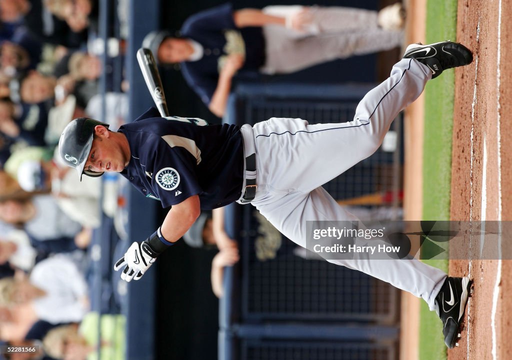 Jeremy Reed of the Seattle Mariners swings at the plate in the 1st ...