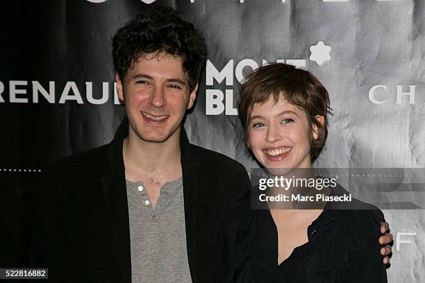 Actors Vincent Lacoste and Lou de Laage attend the 'Romy Schneider & Patrick Dewaere Award' nominees press conference at Hotel Scribe on April 21,...
