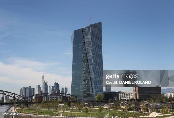 The European Central Bank 's headquarters is pictured in Frankfurt/Main, Germany, on April 21, 2016. - The European Central Bank held its key...