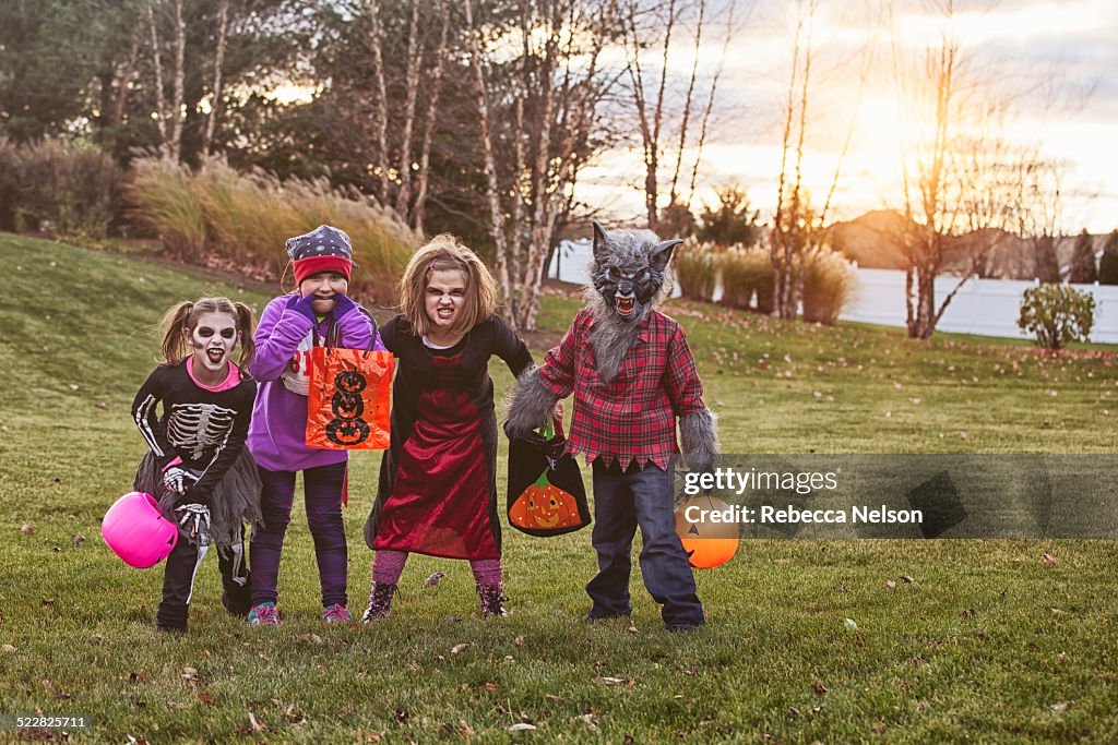 Children in Halloween costumes