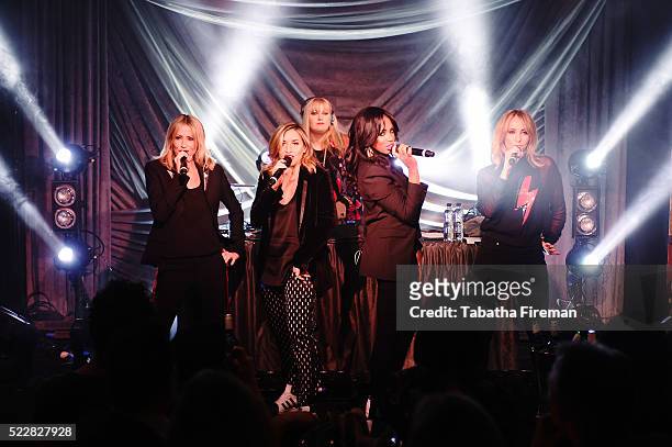 Natalie Appleton, Melanie Blatt, Shaznay Lewis and Nicole Appleton of All Saints perform on stage at Vevo's Late Night At Ronnie Scott's during...